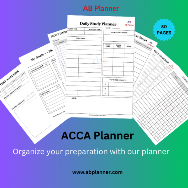 ACCA planner for (Knowledge+Skill+Professional level)