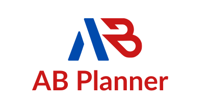 ABPlanner logo with a sleek, modern design featuring the initials AB in a stylized font, symbolizing organization and planning